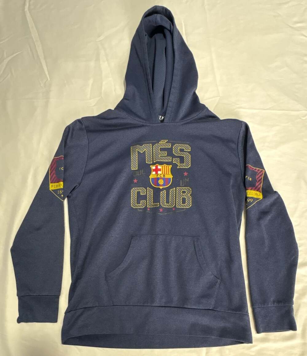 Kids’ FC Barcelona Mes Que Un Club Hoodie Size XL Blue Official Merchandise